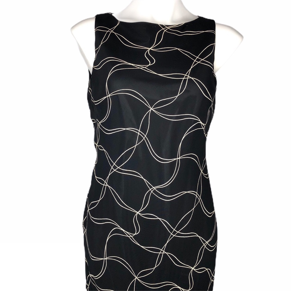 Evan-Picone Black & Cream Print Sheath Dress - Picture 2 of 8